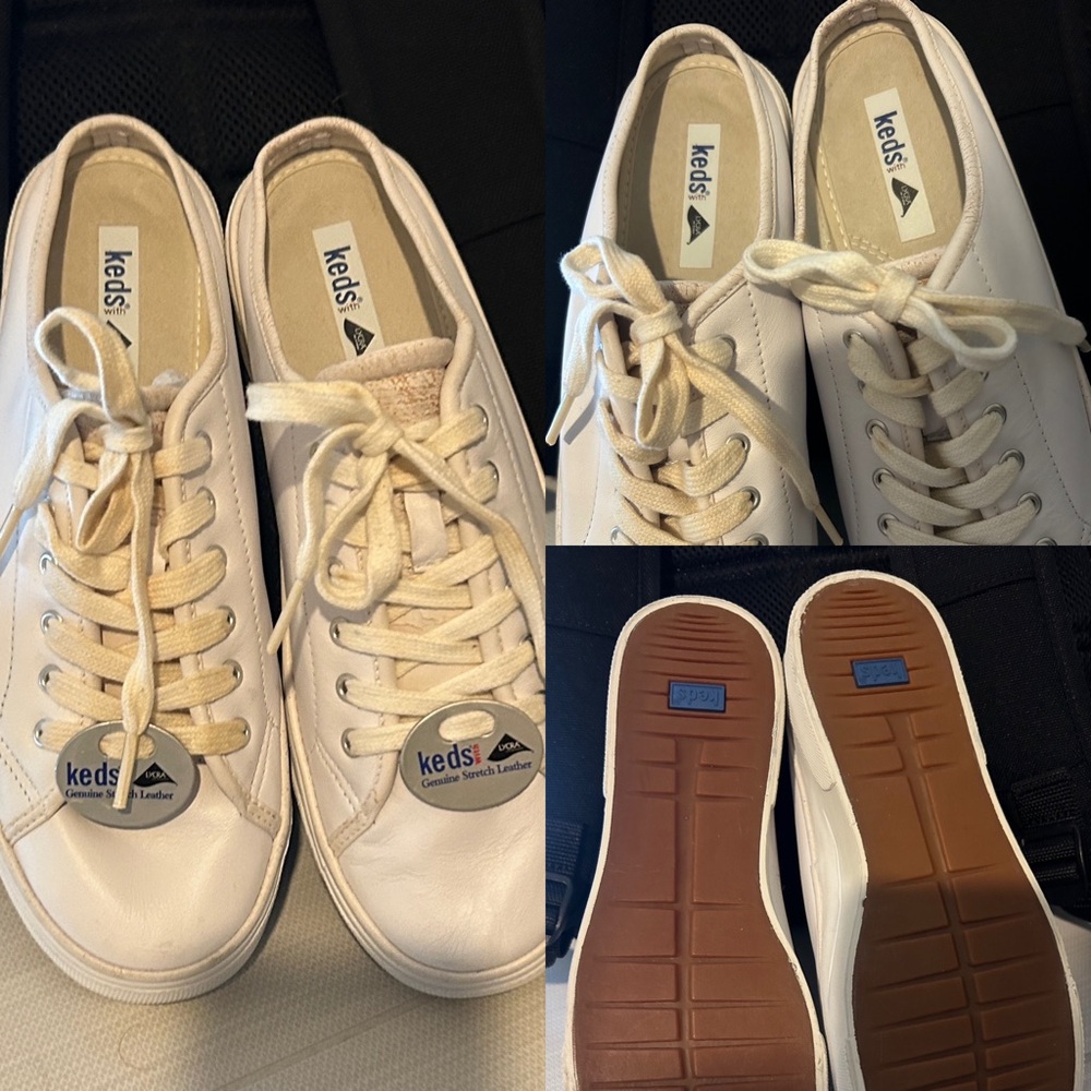 Keds White Leather Low-Top Sneakers